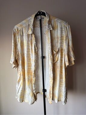 AllSaints Skrale Snake Print Relaxed Fit Shirt Size XL